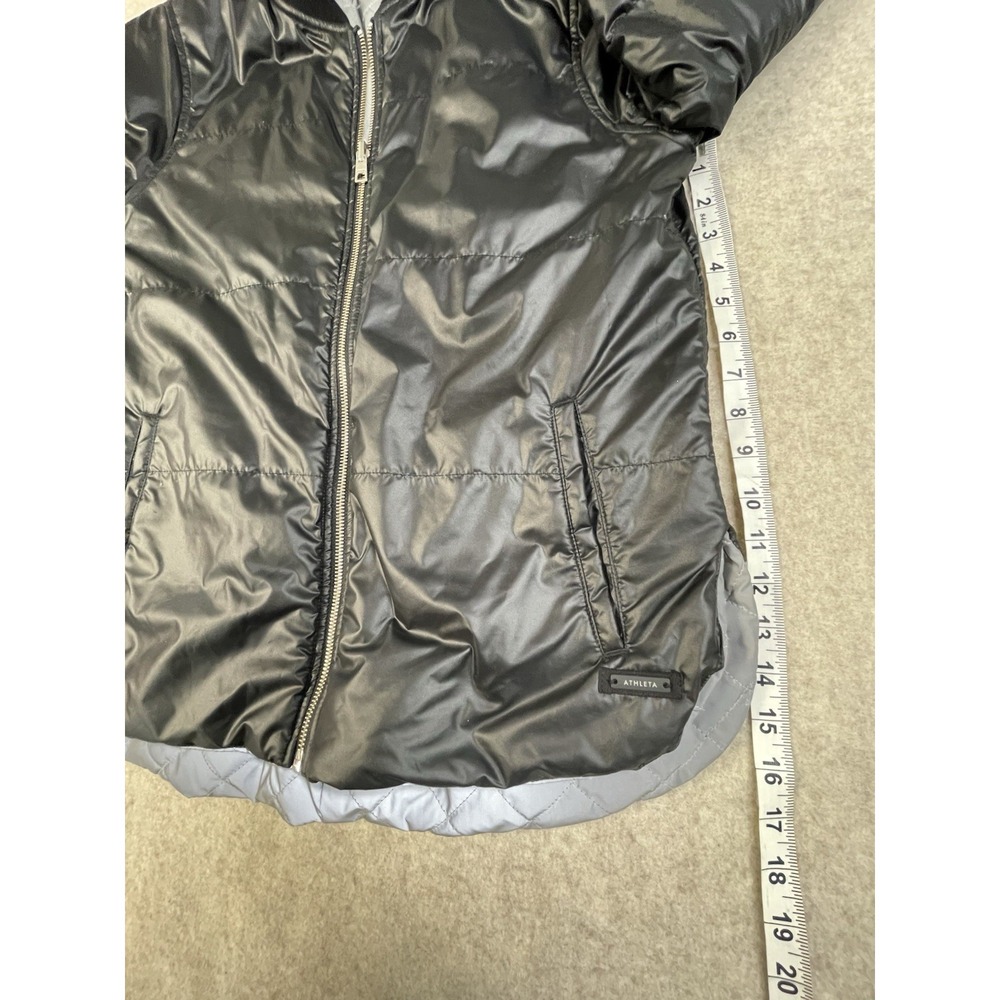 Athleta Reflective Black Silver Reversible Jacket Quilted Size Lg Athletic Track - Picture 11 of 16